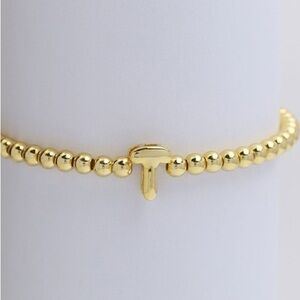 Gold Bubble Initial Bead Bracelet